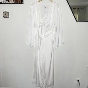 New SNDYS Pluto White Cutout Front Jumpsuit Lined Pants Long Sleeve Womens‎ XS